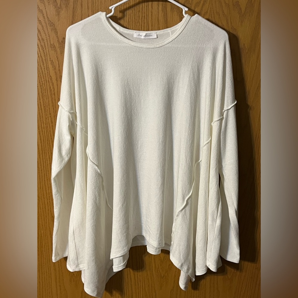 Cec Femme Cream Long Sleeve Crewneck Top